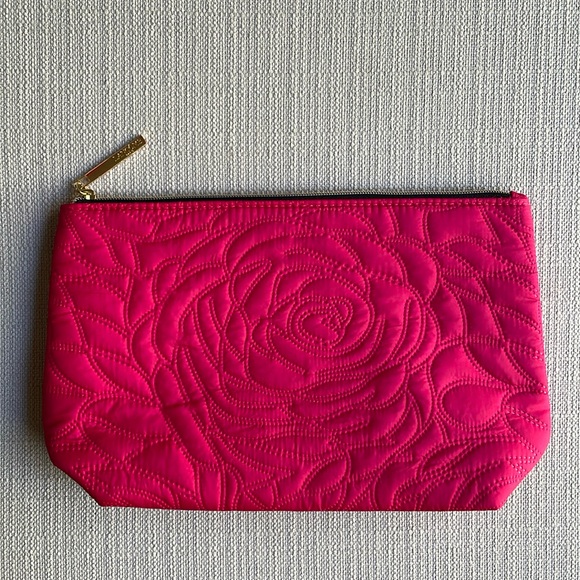 Lancome large hot pink makeup pouch with gold zipper - Picture 4 of 14